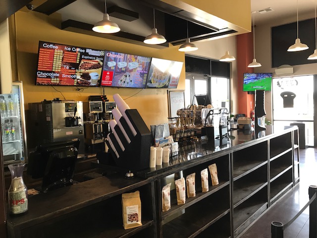The original counter and coffee equipment