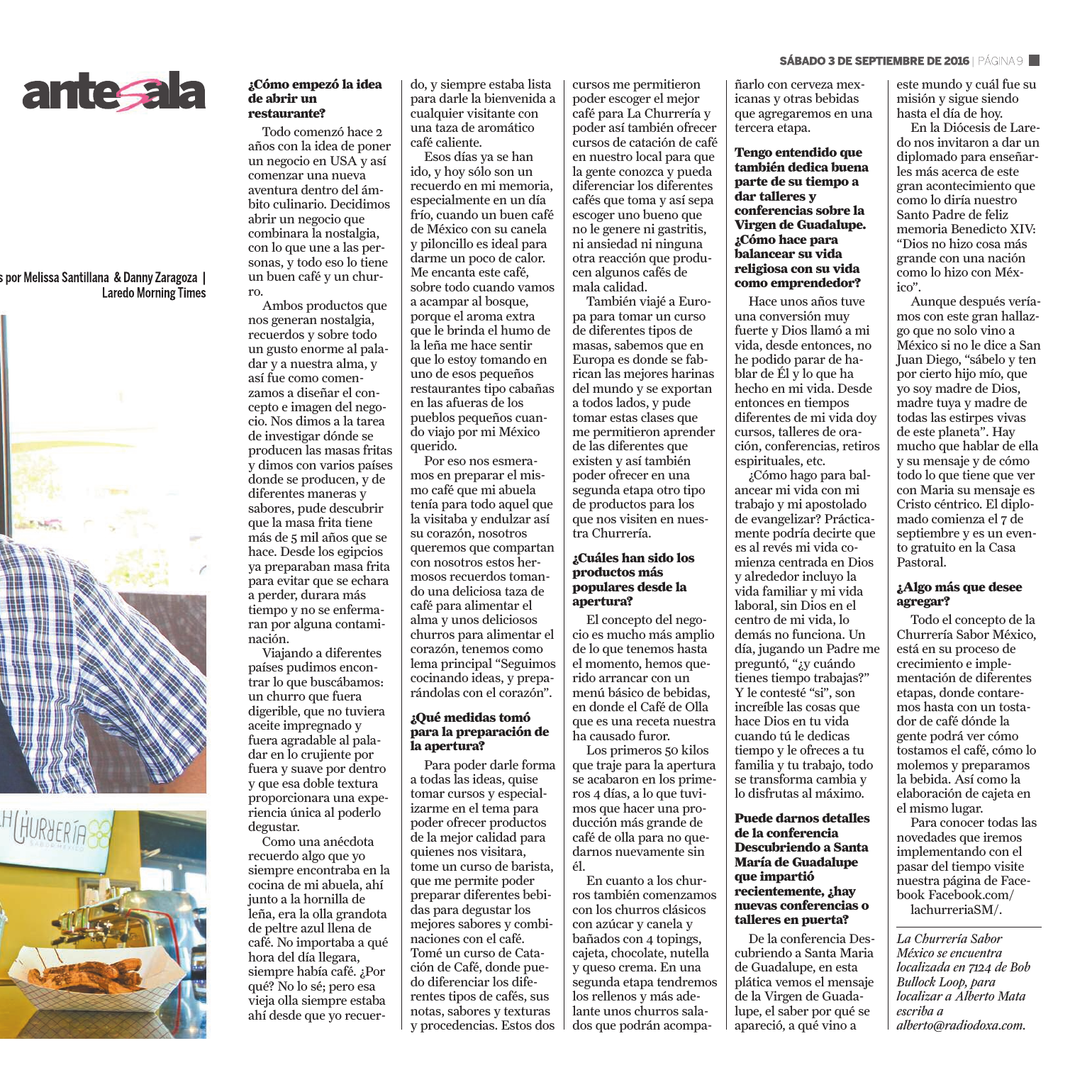 The full magazine interview about La Churrería