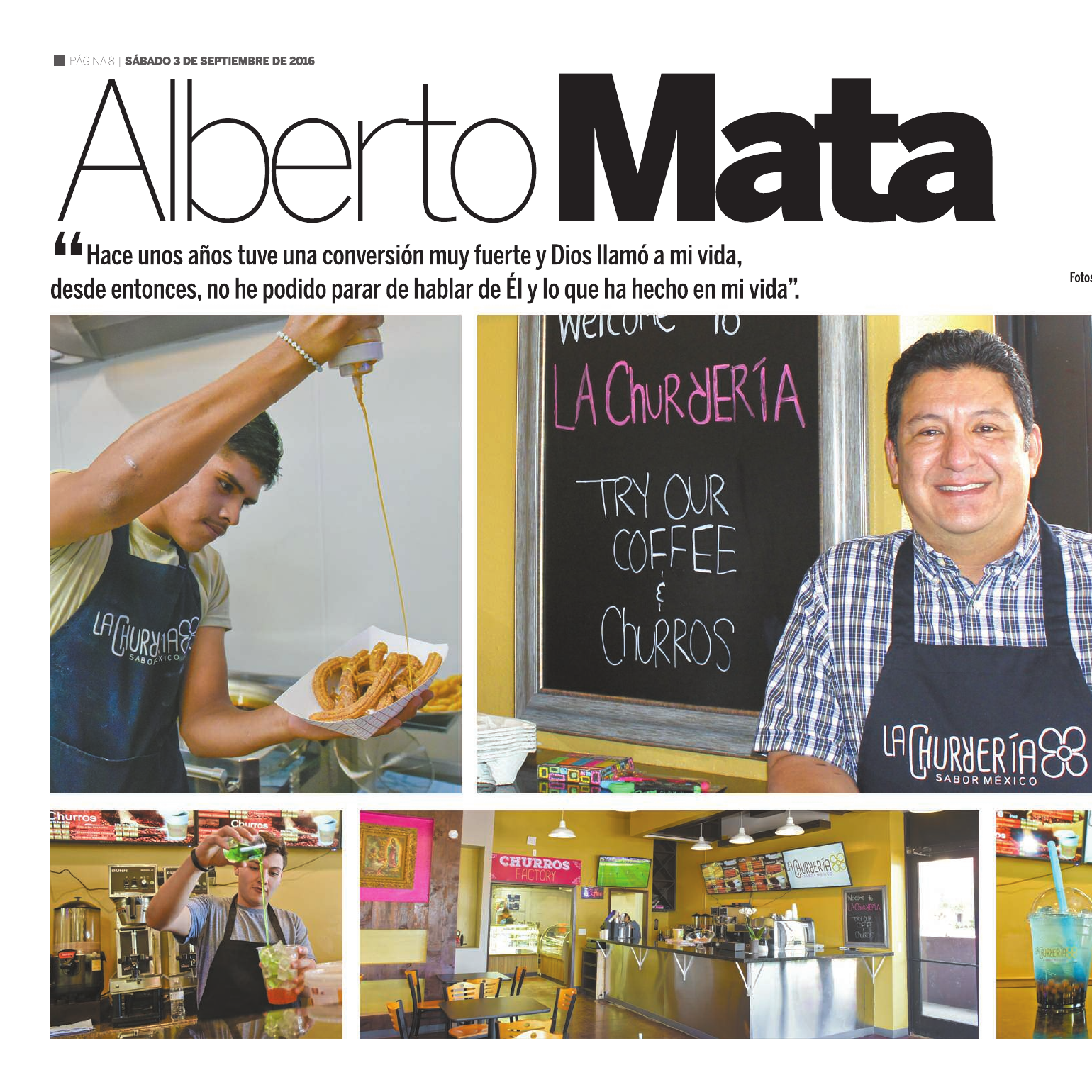The opening spread of Alberto Mata's Antesala interview