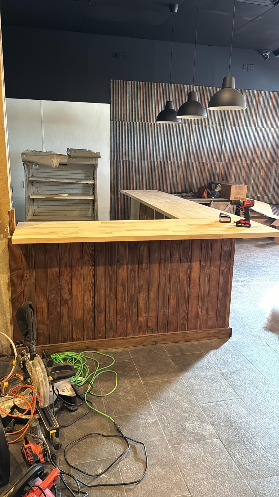 The counter under construction